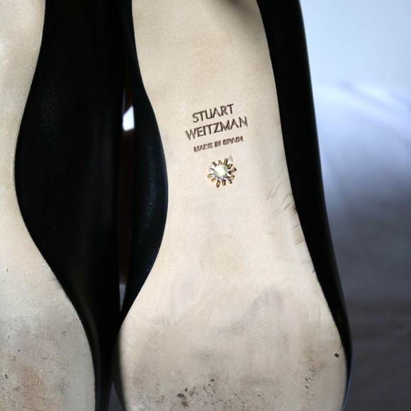 STUART WEITZMAN Stuart 75 Pump Black Leather 3" Heel Women's 7.5 Classic Fall - Picture 8 of 10